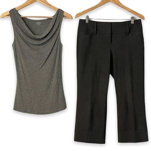 Express ~ Editor Pinstripe Crop Trouser / Cowl Knit Tank